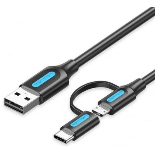 Vention Câble USB-C/Micro USB vers USB 2.0 Mâle/Mâle 3A 1m Noir