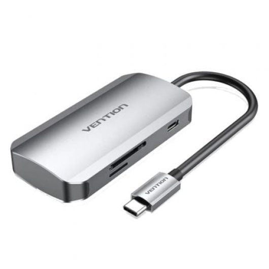 Vention Station d'accueil TNHHB USB-C 3xUSB 3.0 PD 100W Lecteur SD MicroSD Gris 0,15 m