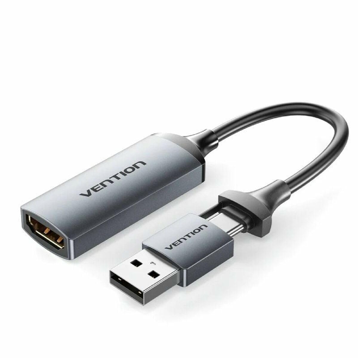 Vention Convertisseur ACWHA 4K@60Hz HDMI femelle vers USB-C/USB-A 480 Mbps 10 cm Gris