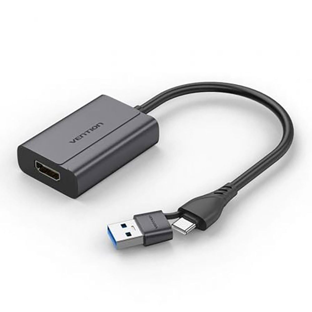 Vention Adaptateur ACYHB USB-C mâle + USB-A mâle vers HDMI femelle 1080P Gris 0,15 m