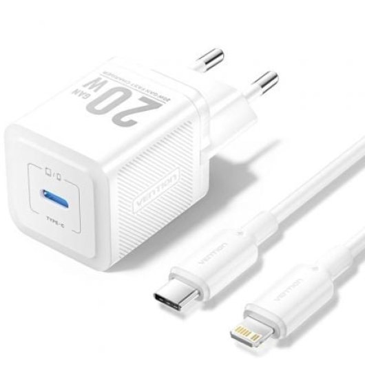 Vention Chargeur TZ-FEPW0-EU-02 GaN 20 W 1 x USB-C + câble Lightning 1 m