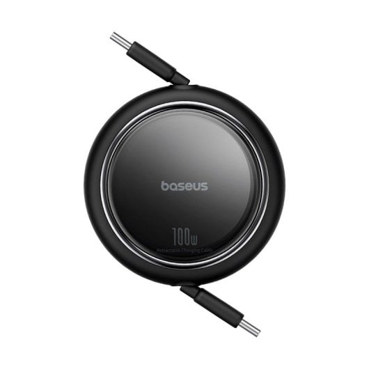 Baseus Câble de charge rapide rétractable Free2Draw 100 W USB-C vers USB-C 1 m Noir