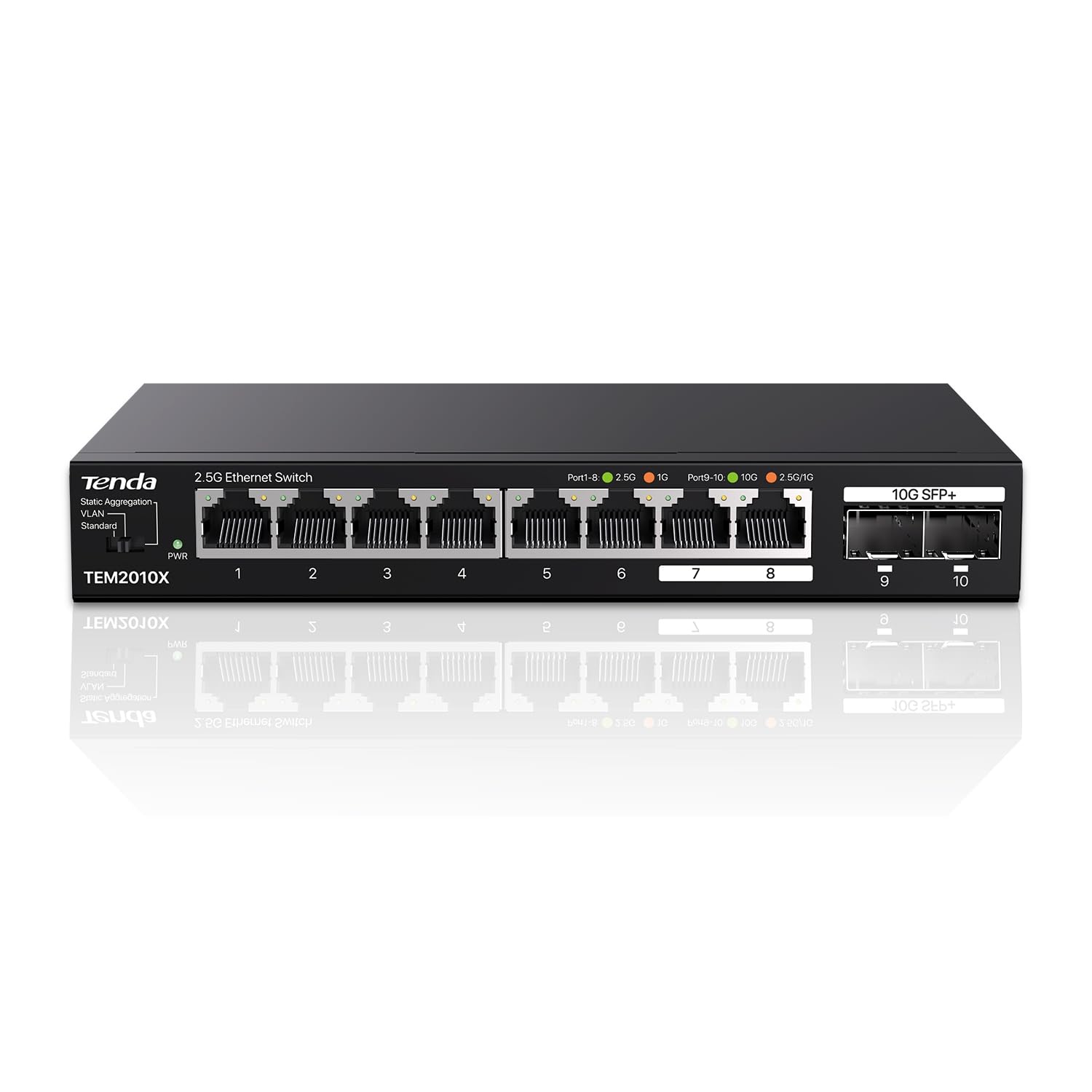 TENDA Switch TEM2010X 8 ports 2,5G Ethernet 2 SFP+ Métal Bureau