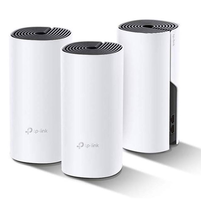 TPLINK TP-LINK AC1200 Whole-Home Mesh Wi-Fi - Solution mesh Wi-Fi AC1200 avec processeur Qualcomm, ports Ethernet 10/100Mops et 2 antennes internes. Assure une couverture étendue jusqu'à 370m2 avec un pack de 3 boitiers Déco E4.