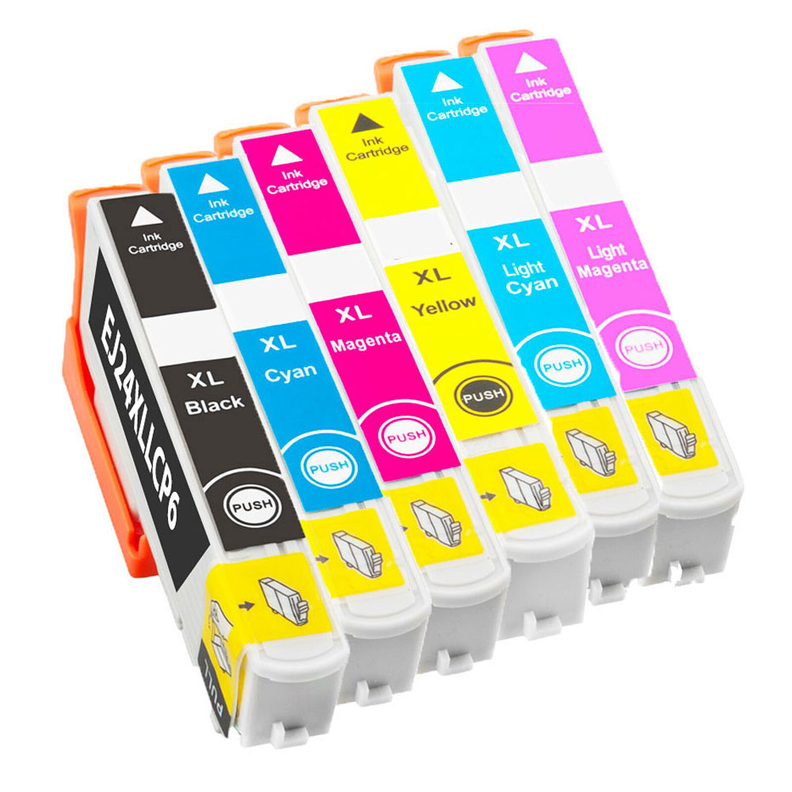 GENERIQUE Pack de 6 cartouches compatibles Epson T24XL (noir + cyan + magenta + jaune + cyan clair + magenta clair)