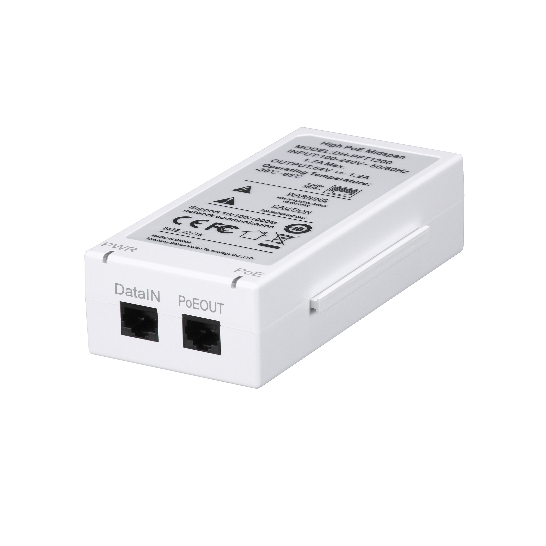 Dahua Interface: 1 RJ45 PoE port, 1 RJ45 port