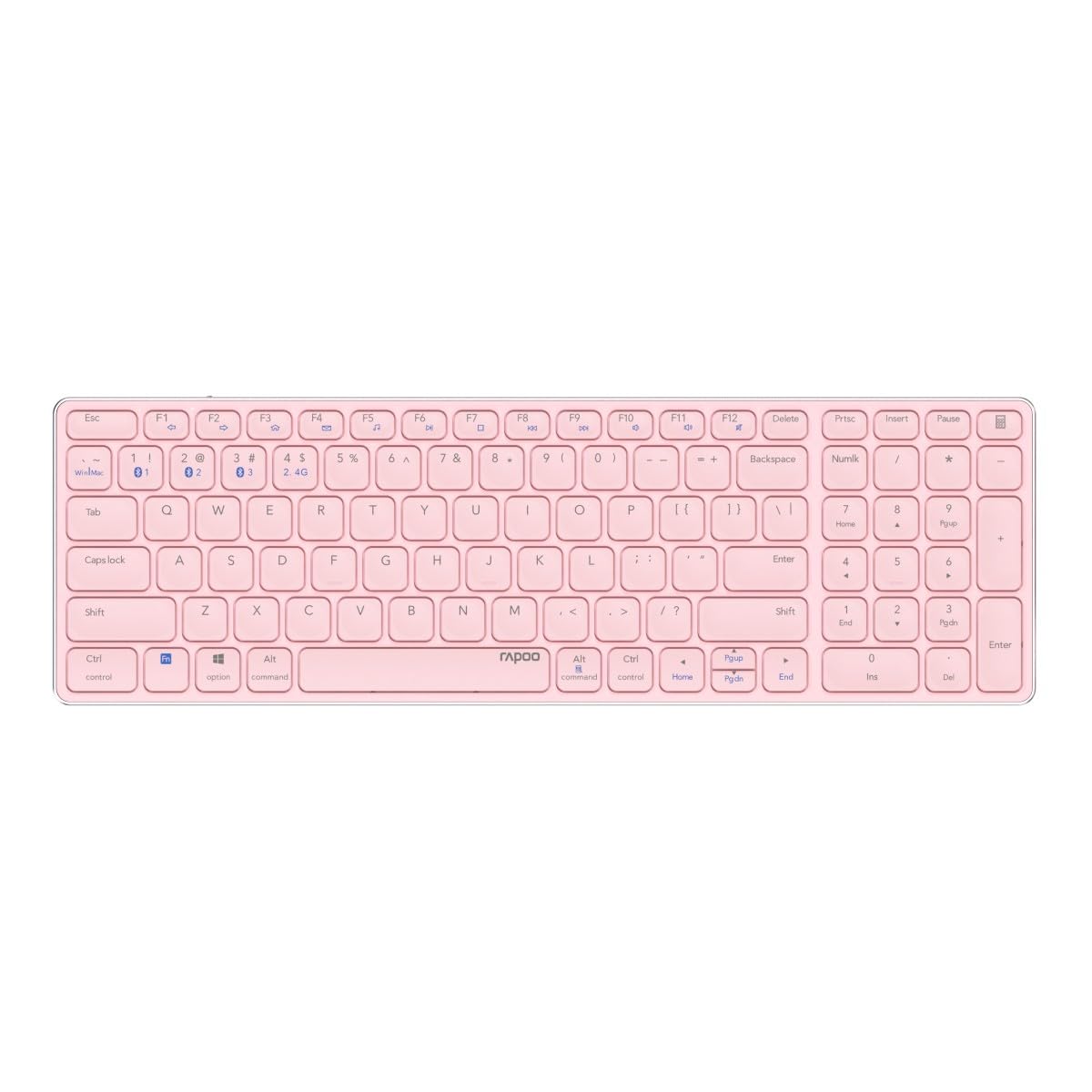 Rapoo Clavier sans fil à ciseaux E9700M Layout ES avec pavé tactile intégré, rose, rechargeable