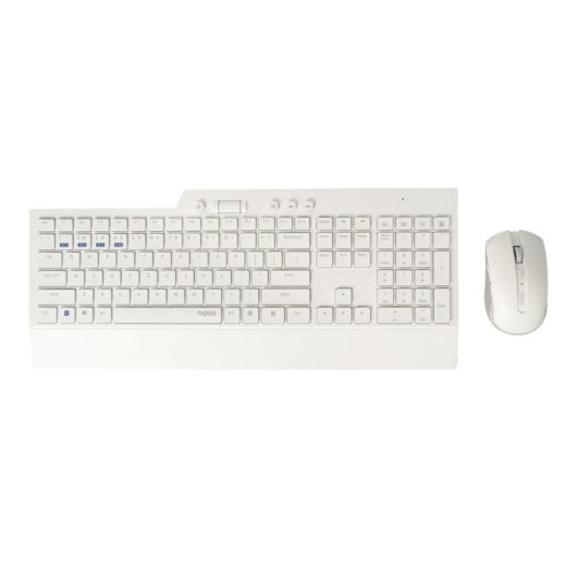 Rapoo Clavier sans fil Bluetooth à membrane 8200T + souris, disposition blanche, touches multimédia ES