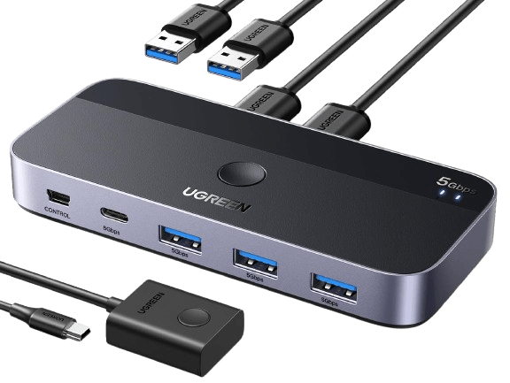 UGREEN CM662 USB 3.0 Sharing Switch 2-In 4-Out (schwarz/silber