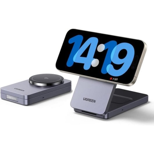 UGREEN Chargeur à induction UGREEN W706 MagFlow Qi2 15 W Compatible iPhone/AirPods Support réglable
