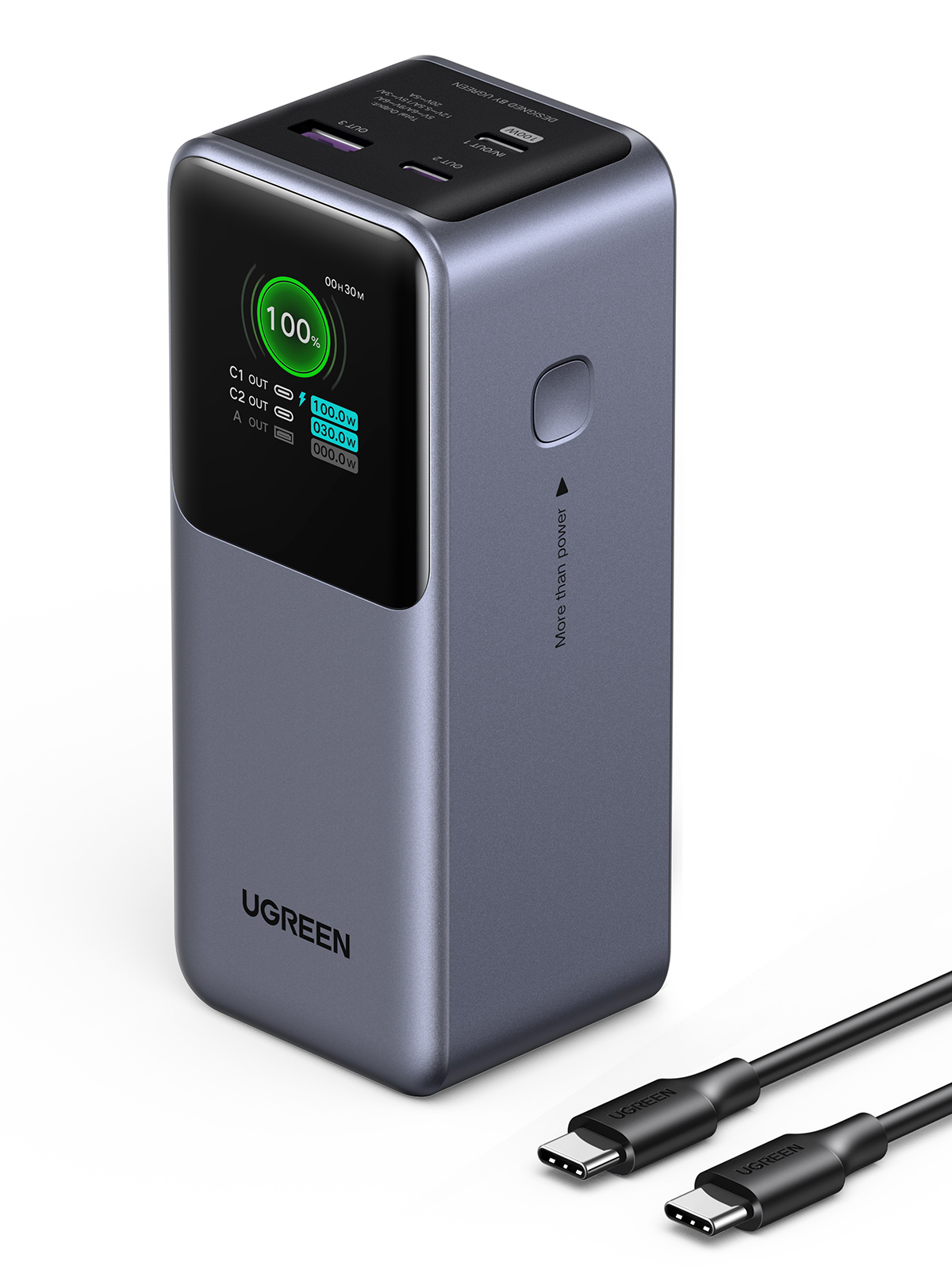 UGREEN batterie d'urgence tour 20000mAh 130W Gris anodisé