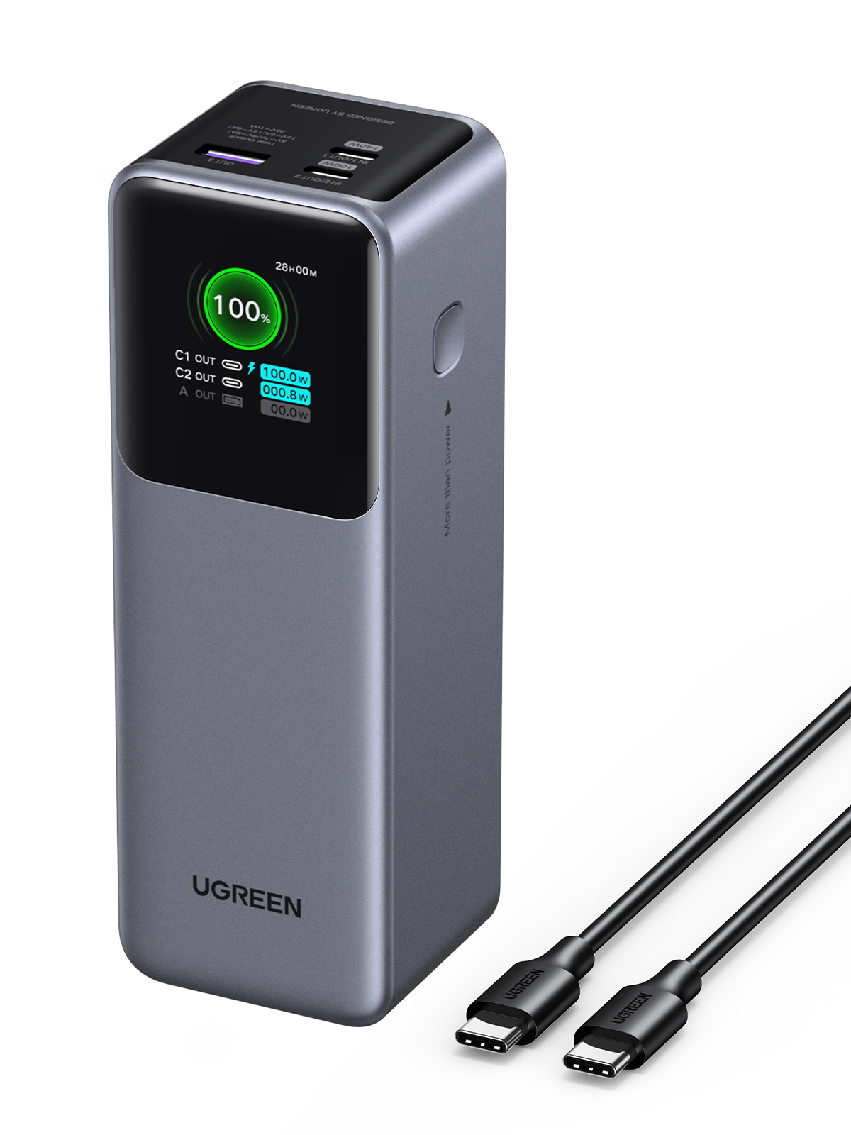 UGREEN batterie d'urgence tour 25000mAh 200W Gris anodisé