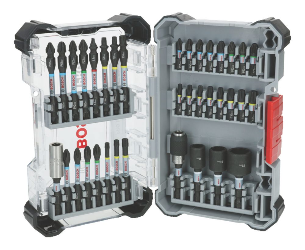 Bosch Coffret de 31 embouts de vissage Pro Impact + Douilles + 2 portes-embouts