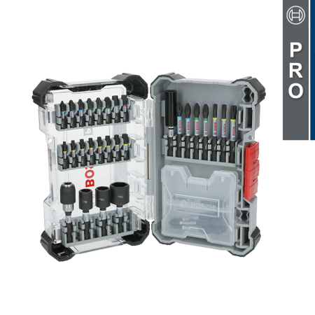 Bosch Coffret de 28 embouts de vissage Pro Impact + Douilles + 2 portes-embouts