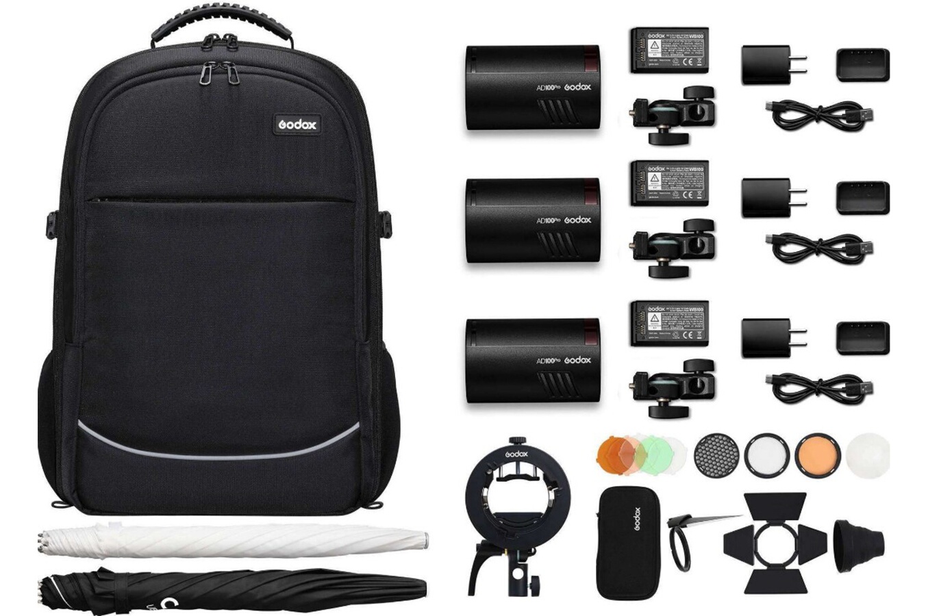 Godox KIT AD100Pro TTL 3 flashs sac à dos