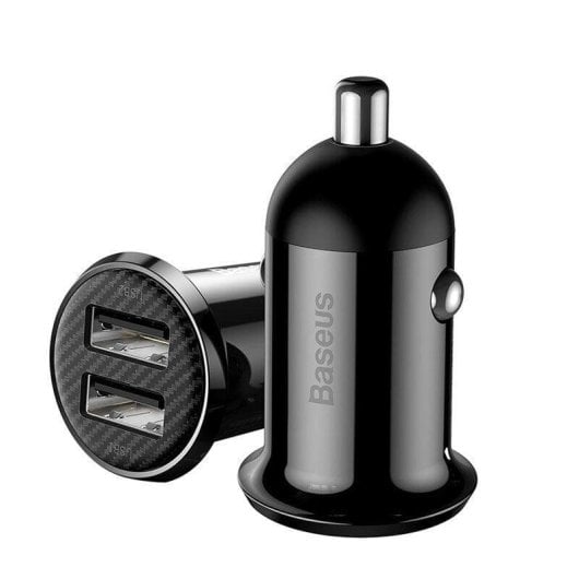 Baseus Chargeur Gain Pro USB Auto 2xUSB 2,4A Charge Rapide Noir