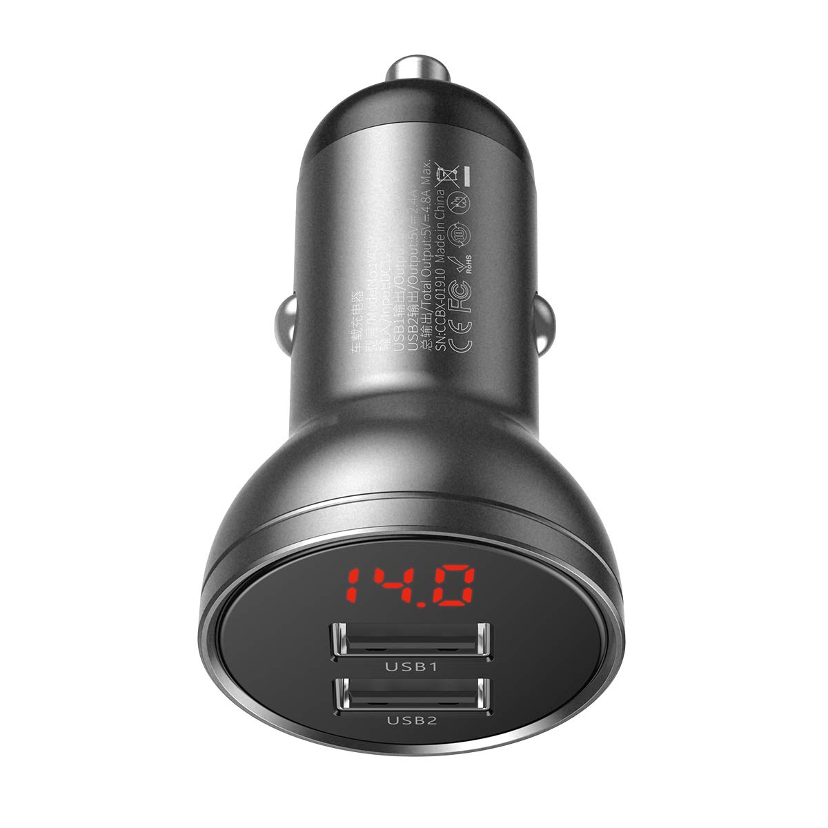 Baseus Chargeur de voiture Allume Cigare 2xUSB 24W Noir (2,4A)
