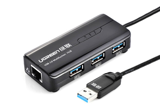 UGREEN 4 ports USB 3.0 vers Rj45+3xUSB 3.0/Noir