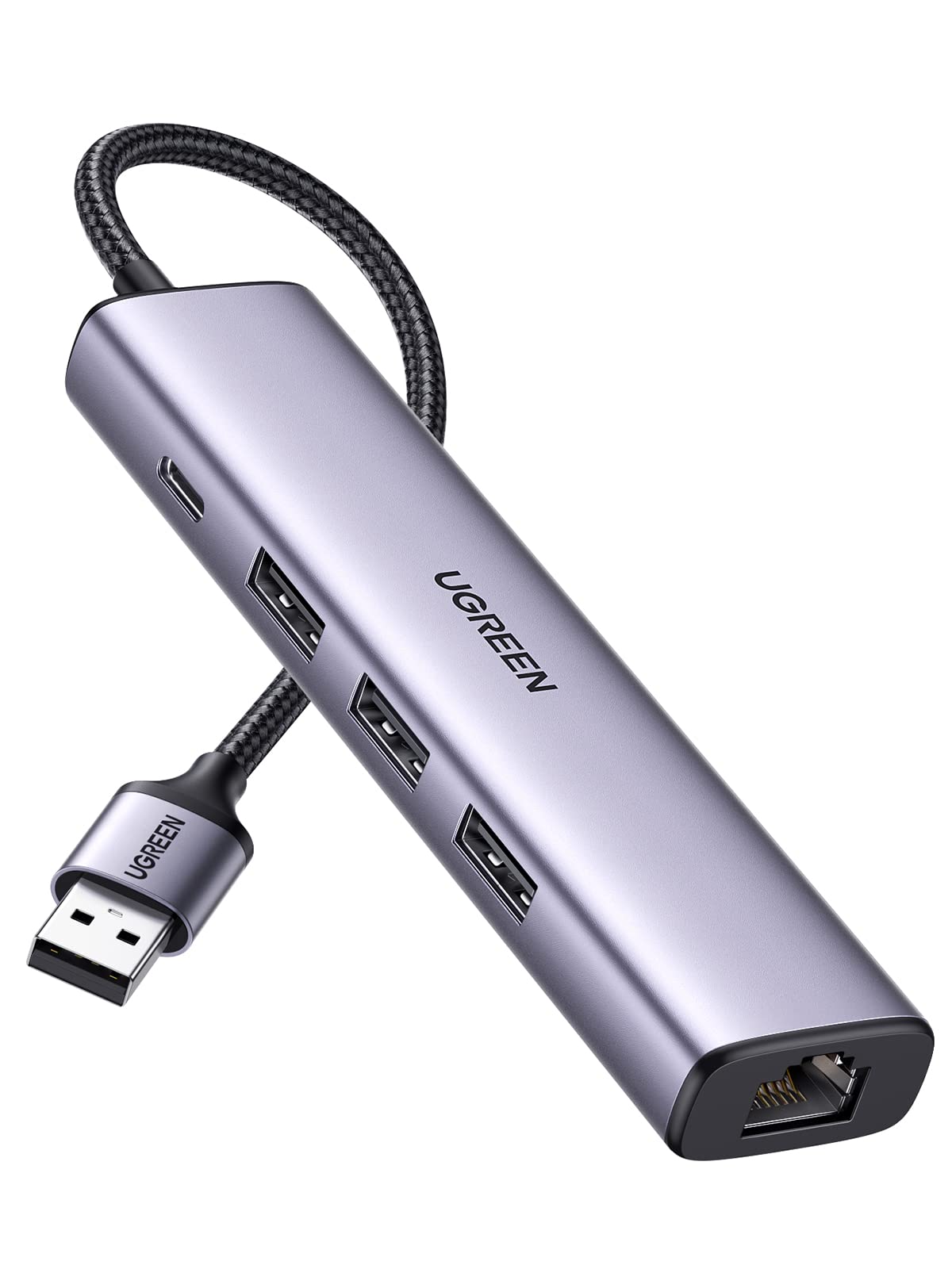 UGREEN 5 ports USB 3.0 vers RJ45+3xUSB 3.0+USB-C/Gris