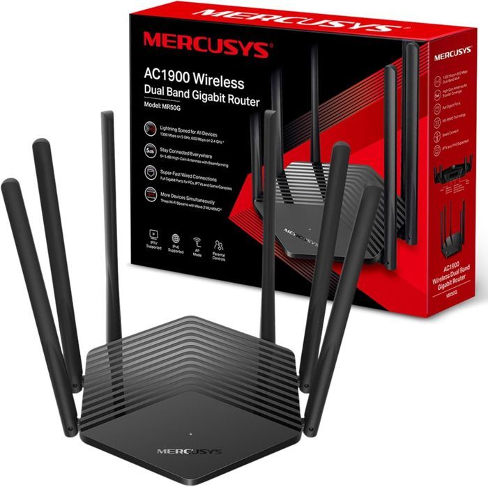 TPLINK MERCUSYS MR50G AC1900 DualBand WiFi router 6x Fixed External Antennas 2x GE LAN 1xGE WAN