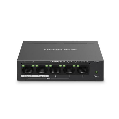 Mercusys Boitier en métal Switch de bureau 5 ports Gigabit avec 4 ports PoE+, 4 ports PoE