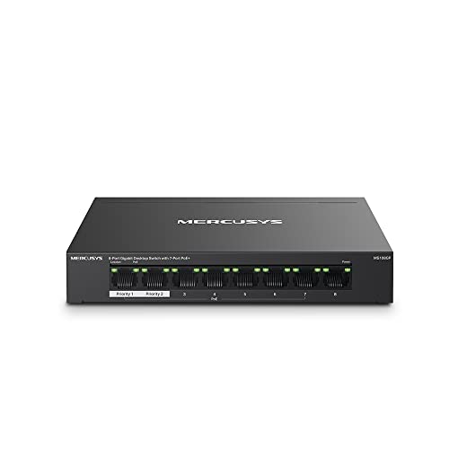 Mercusys Boitier en métal Switch de bureau 8 ports Gigabit avec 7 ports PoE, 8 ports RJ45