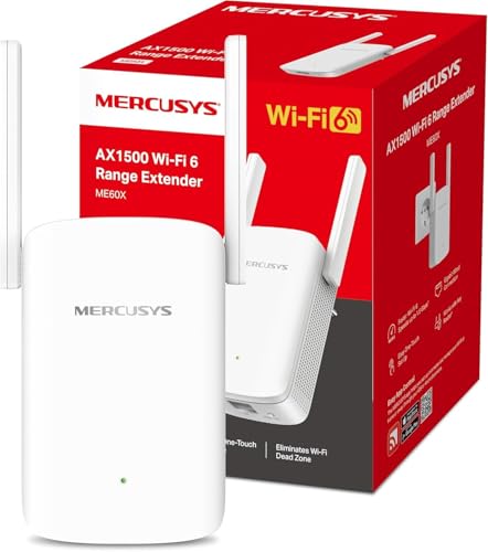 Mercusys Dual Band WiFi Range Extender AX1500 Vitesse 300 Mbps (2,4 GHz) + 1201 Mbps (5 G