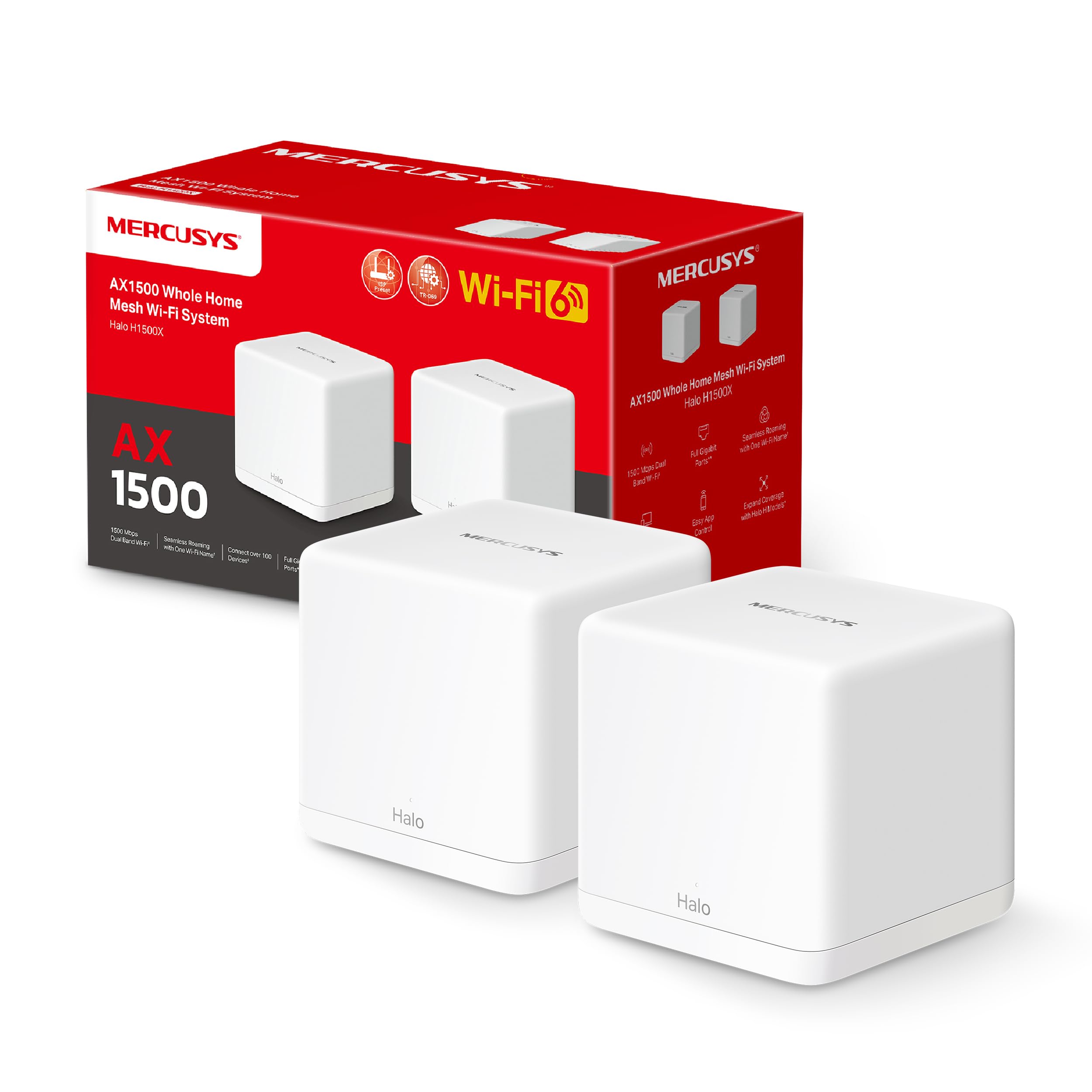 Mercusys Mercusys WL-Router Halo H1500X Home Mesh WiFi System 2-Pack