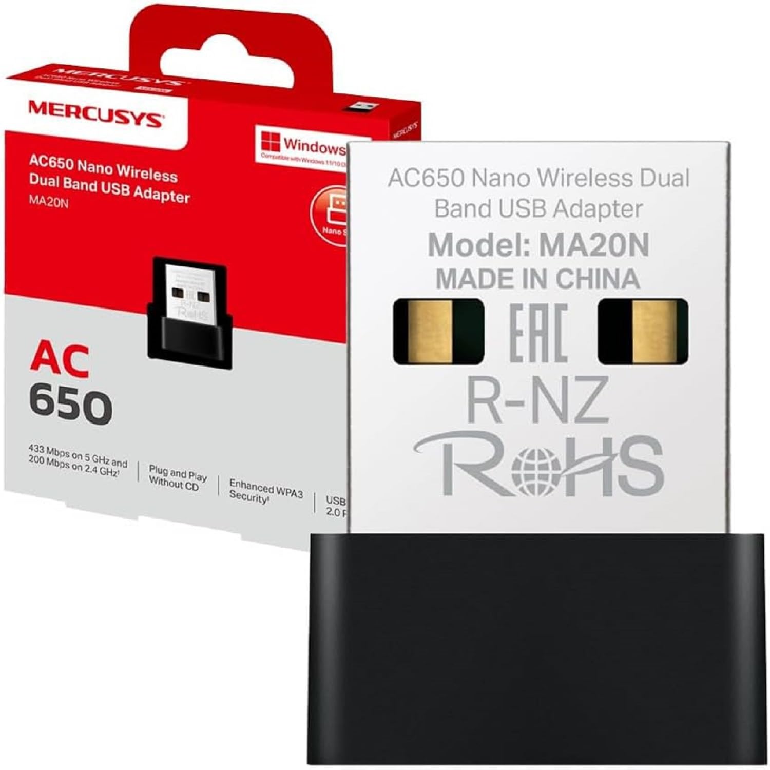 Mercusys Mercusys Nano USB Wi-Fi Adapter MA20N (AC650/USB Adapter)