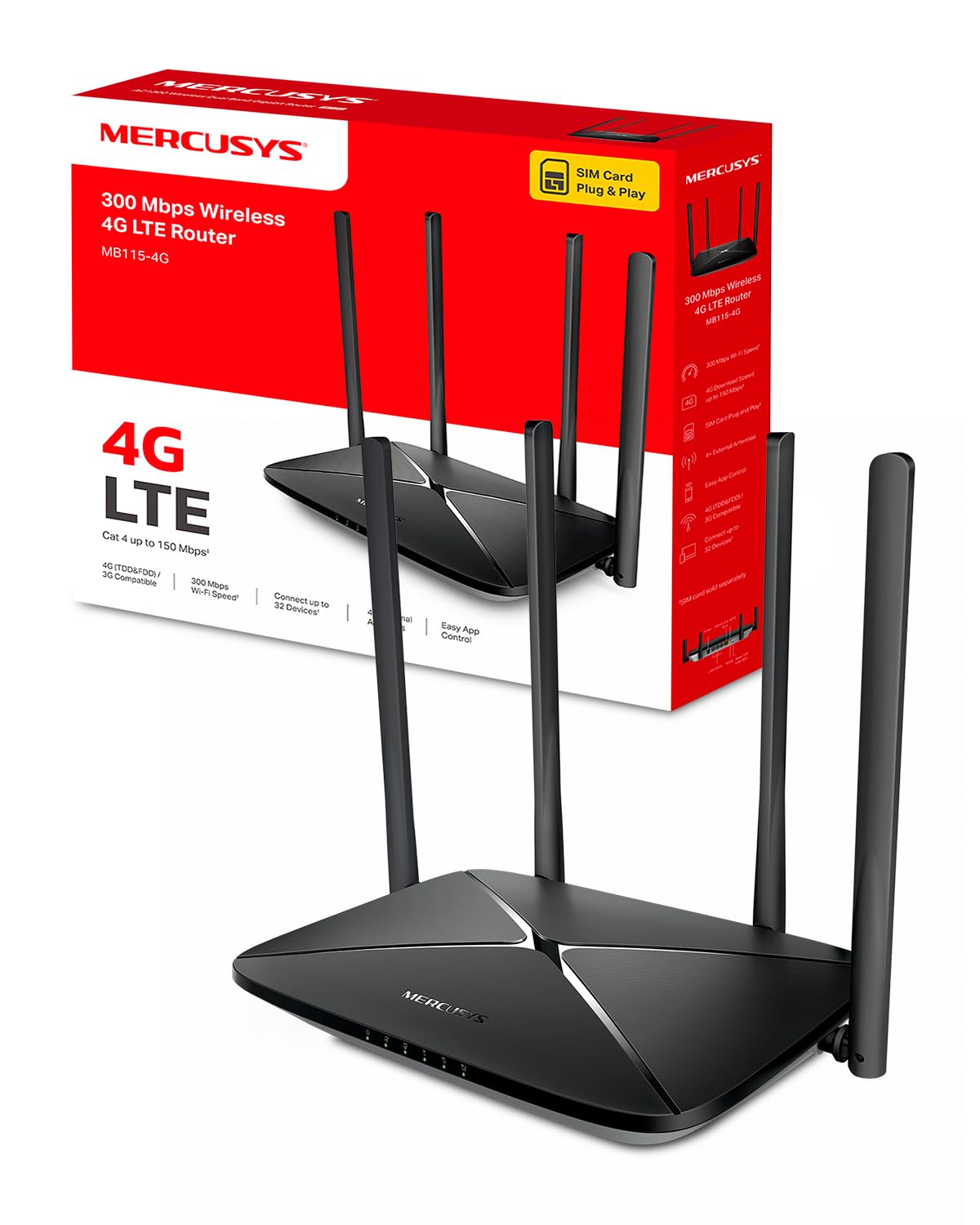 Mercusys Mercusys WL-Router LTE MB115-4G (N300/4G-LTE Modem)