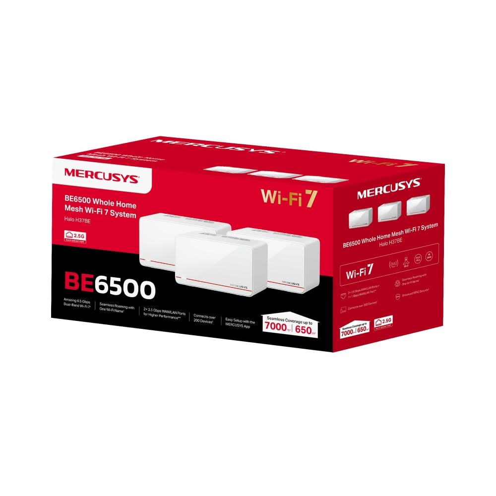 Mercusys Mercusys WL-Router Halo H37BE Home Mesh WiFi System 3-Pack