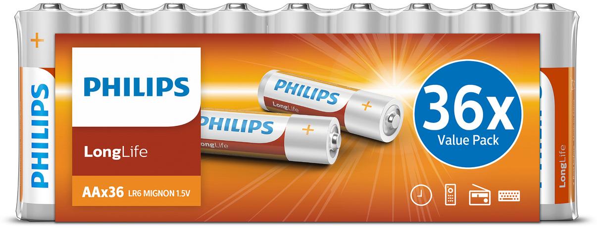 PHILIPS PACK DE 36 PILES ALCALINES AA LR06