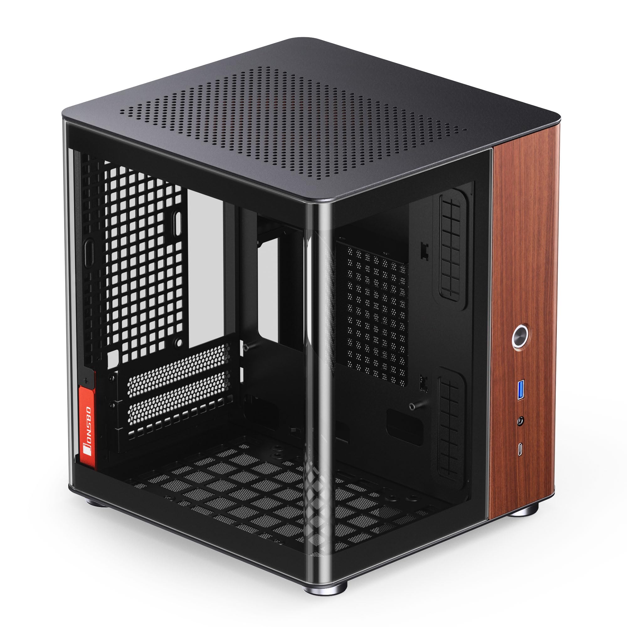 Jonsbo TK-0 PC Gehäuse, Mini-Tower, Mini-ITX, Tempered Glass, Holz