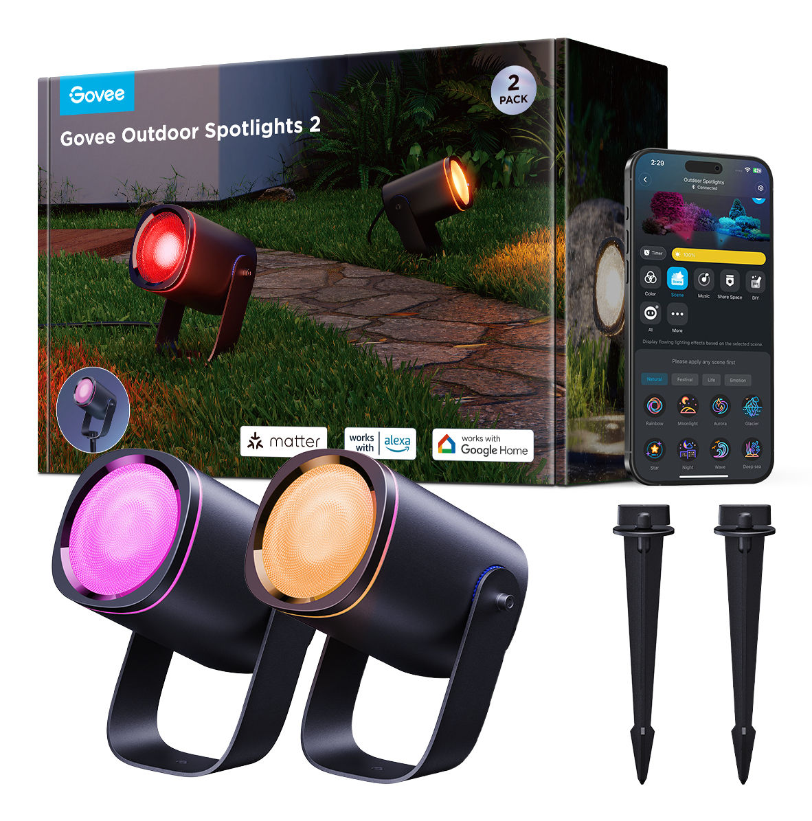 Govee RGBICWW Outdoor Spotlights