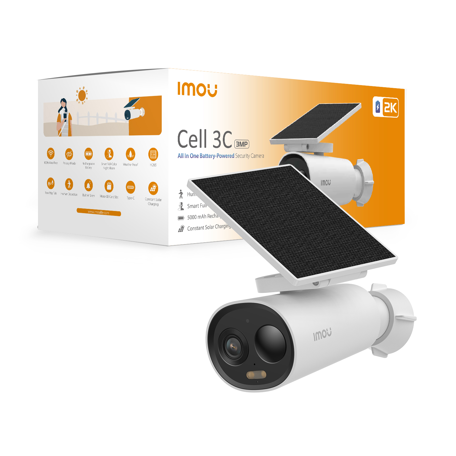 Imou ext + panneau solaire Cell3C QHD 3MP Blanc