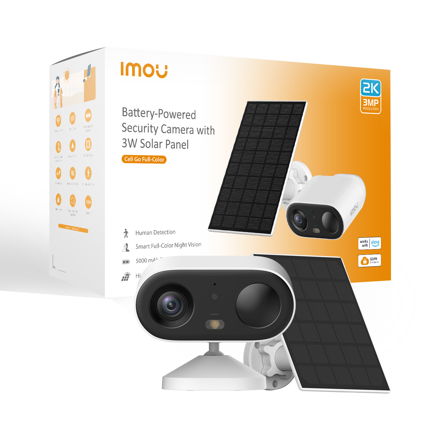Imou ext+panneau sol Kit CellGo Full Color 2K WH