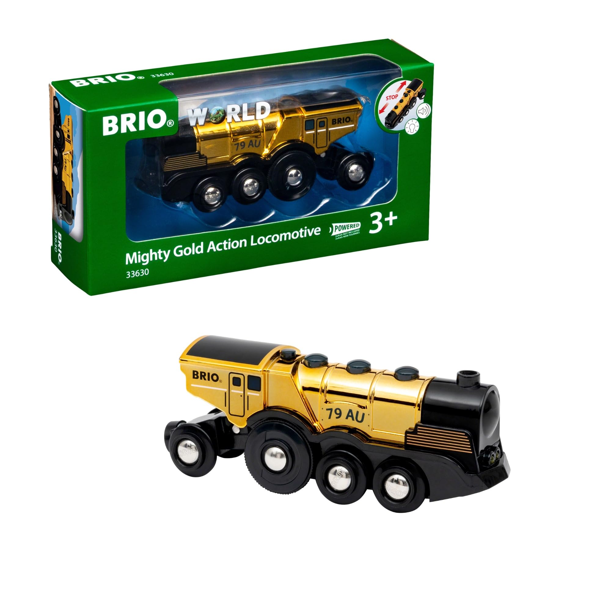 Brio World Goldene Batterielok avec Licht et Sound