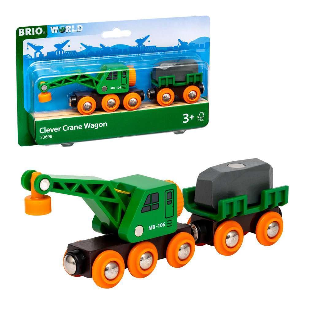 Brio World Grüner Kranwagen avec Anhänger