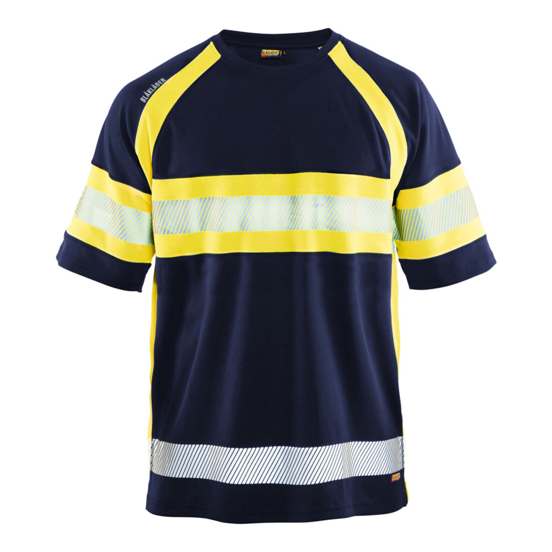 Blakläder T-shirt de signalisation, bleu marine / jaune, Taille unisexe: 2XL