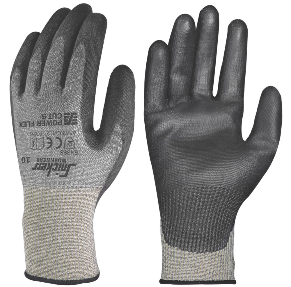 Snickers Gants de travail anti-coupure Power Flex gris/noirs taille L