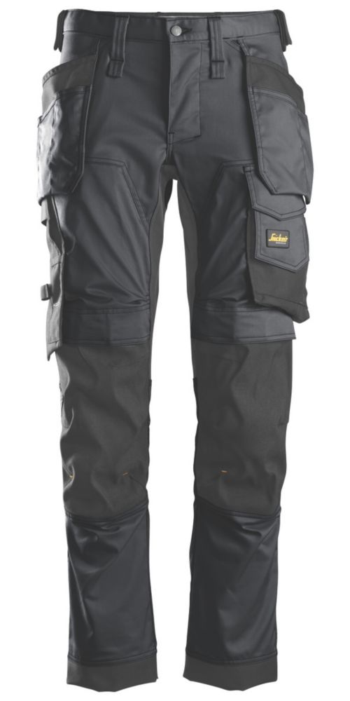 Snickers Pantalon de travail extensible AllroundWork , gris et noir, taille 40, longueur 81 cm