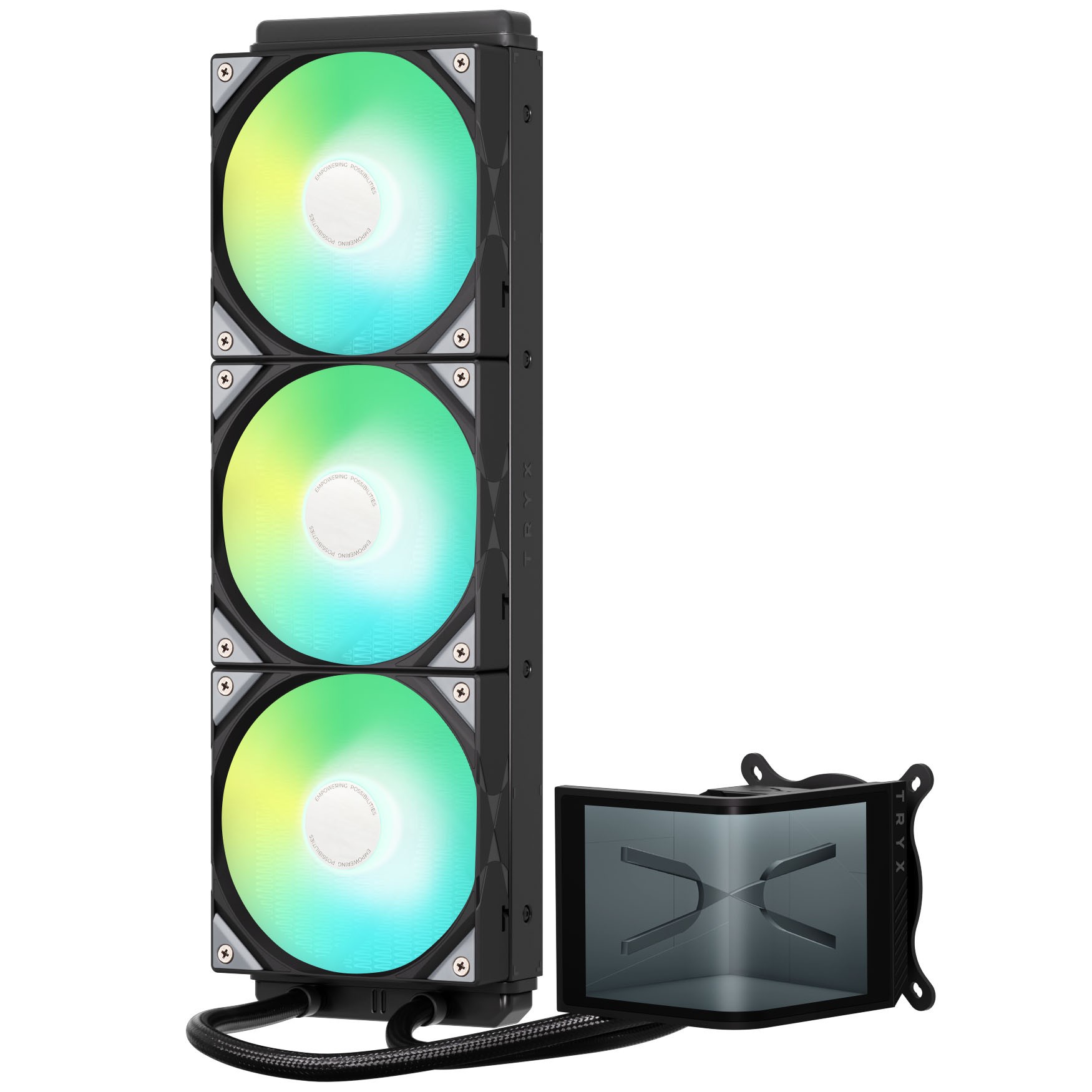 TRYX STAGE ARGB 360 AiO-Wasserkühlung, Dual-IPS-Display