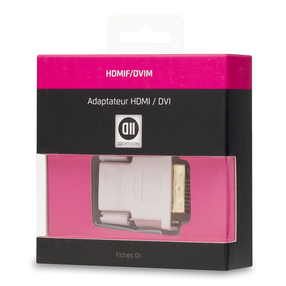 D2 Diffusion Adaptateur HDMI femelle/DVI m le Fiches Or DVI-D 24+1