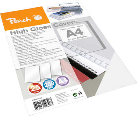 Peach Einbanddeckel hochglänzend weiß A4 25Stk. 250gsm retail