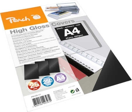 Peach Einbanddeckel hochglänzend schwarz A4 25Stk. 250gsm retail