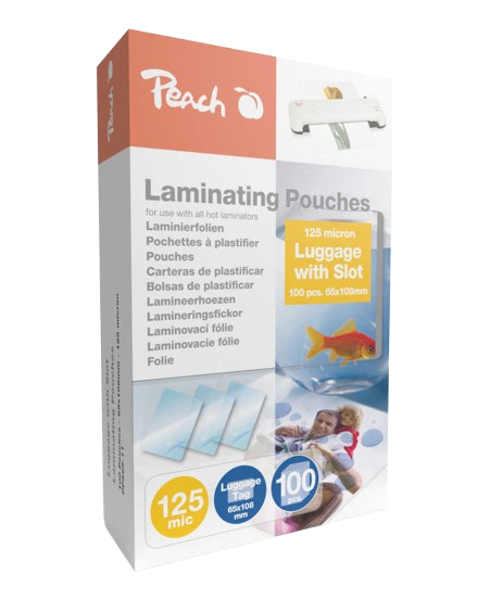 Peach Laminierfolien Luggage Tag w. Slot (65x108mm), 125mic