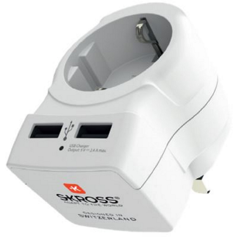 Skross adaptateur de voyage europe vers angleterre + usb