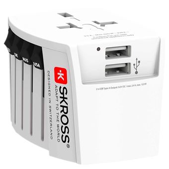 Skross adaptateur de voyage secteur muv 2 usb rigid box 2022