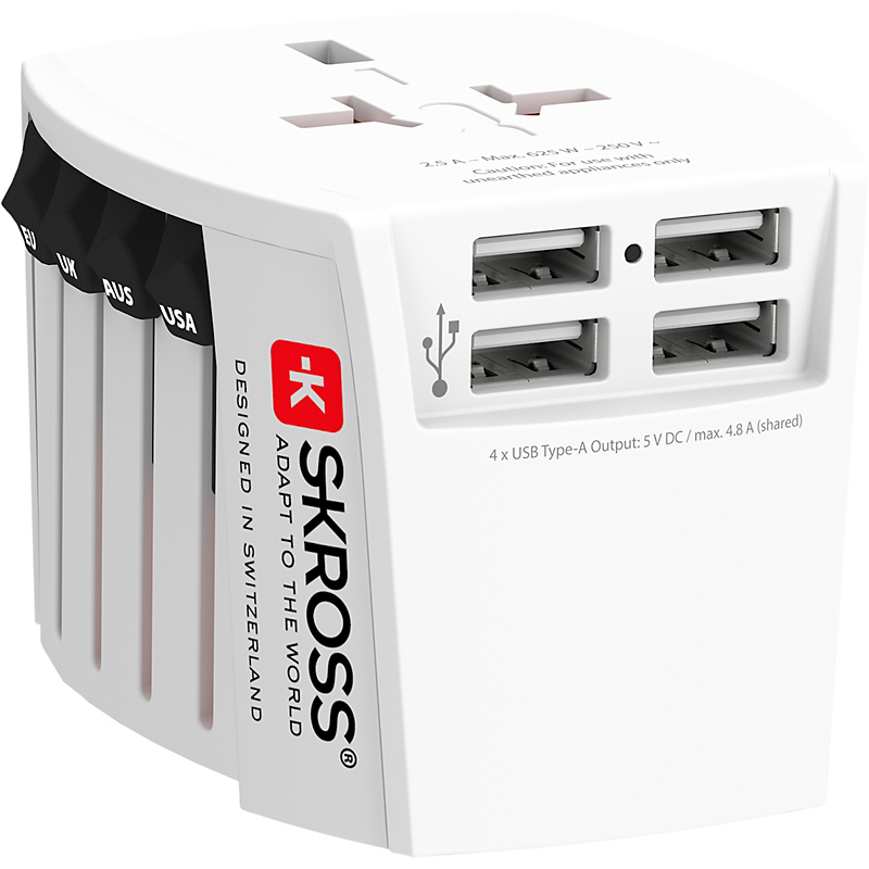 Skross adaptateur de voyage universel 4 usb