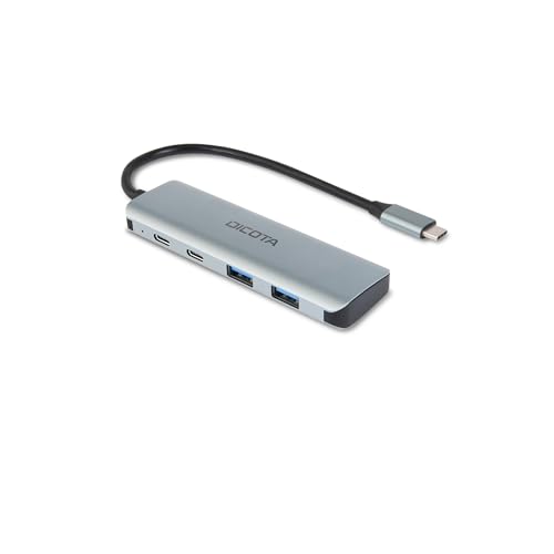 DICOTA - Concentrateur (hub) - 10 Gbps, USB C 4-en-1, haut débit - 2 x USB-C 3.2 Gen 2 + 2 x USB 3.2 Gen 2 - de bureau